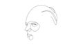 Animated self drawing of single continuous line draw man with luxuriant hair and beard. Fashionable men hairstyle single