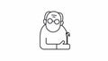 Animated senile man linear icon