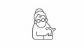 Animated senile woman linear icon