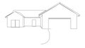 animated single line drawing of single-familiy home with garage