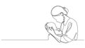 animated single line drawing of mother caressing baby