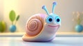 Cute Snail Sticker: Vibrant Caricature With Soft Pastel Colors