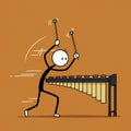 Animated Stick Figure Playing a Vibraphone Royalty Free Stock Photo