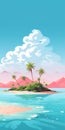Colorful Coral Island Illustration With Palm Trees And Blue Sky Royalty Free Stock Photo