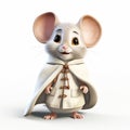 Charming 3d Render Of Mouse In White Cape And Cloak