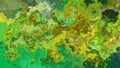 Animated twinkling stained background full HD seamless loop video - watercolor splotch liquid effect - color green yellow khaki