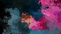 Animated twinkling stained background seamless loop video - watercolor splotch effect - black, dark ocean blue and hot pink magent