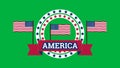 animated usa flag colour sticker on green screen