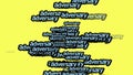 animated video scattered with the words ADVERSARY on a yellow background