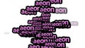 animated video scattered with the words AEON on a white background