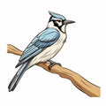 Blue Jay Vector Artwork: Comic Book Style With Attention To Detail Royalty Free Stock Photo