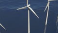 Animated wind turbines in an ocean windfarm