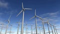 Animated wind turbines in a windfarm. Loop-able 4K