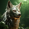 Futuristic Wolf Portrait With Nature-inspired Camouflage