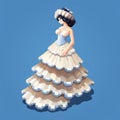 Whirly Victorian-era Dress: Polygonal Female In White Dress