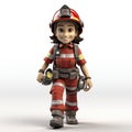 Animated Young Female Miner with Equipment Ready for Work.