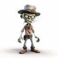 Cartoon Zombie With Hat: 3d Rendered Character Design