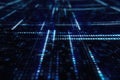 Animation of Abstract Blue Technology Background. Hexadecimal Computer Code. Programming Coding Hacker concept 3d illustration Royalty Free Stock Photo