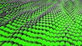 Animation of abstract wave green metallic liquid with reflections. 3D rendering
