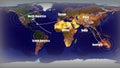 Animation of aircraft flights to different parts of the continent.