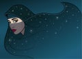 Animation Arab woman in a burqa.