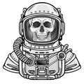 Animation Astronaut skeleton in a space suit. Monochrome drawing. Royalty Free Stock Photo