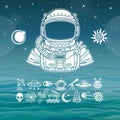 Animation Astronaut in a space suit. Set of icons. Royalty Free Stock Photo