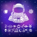 Animation Astronaut in a space suit. Set of icons. Royalty Free Stock Photo