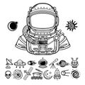 Animation Astronaut in a space suit. Set of icons. Royalty Free Stock Photo