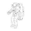 Animation Astronaut in a space suit. Vector illustration isolated on a white background. Place for the text. Print Royalty Free Stock Photo
