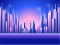 Animation background: city panorama, stylized megalopolis, houses and skyscrapers. 