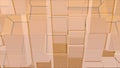 Animation of beige wall of cubes moving forward and backward, seamless loop. Animation. Abstract volume blocks endless