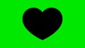 Animation of black beating heart icon on green background.
