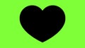 Animation of black heart icon on green background.