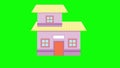 Animation of building house on green screen background.