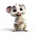 Pixar-style 3d White Cartoon Mouse With Big Eyes