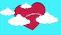 Animation of cloud with love and write Valentine day on the rainbow