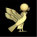 Animation color drawing: sacred Egyptian Falcon bird. God Horus - deity of heaven and sun.