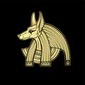 Animation color portrait Ancient Egyptian god Anubis. Deity with canine head. God of death. Royalty Free Stock Photo