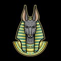 Animation color  portrait Ancient Egyptian god Anubis. Deity with canine head. God of death. Royalty Free Stock Photo