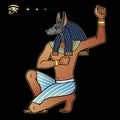 Animation color portrait: Ancient Egyptian god Anubis. God of death and afterworld.
