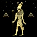 Animation color portrait: Ancient Egyptian god Horus in  guise of Falcon. View profile. Royalty Free Stock Photo