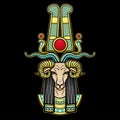 Animation color portrait Ancient Egyptian god Khnum.