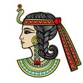 Animation color portrait of beautiful Egyptian woman. Profile view.