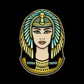Animation color portrait of beautiful Egyptian woman.