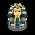 Animation color portrait: King Tutankhamun mask, ancient Egyptian pharaoh.