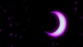 Animation of colorful neon crescent and stars shining softly and rotating on the black background. Animation. Beautiful