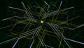 Animation of computer neural circuits. Animation. Cyber animation of neon computer circuit. Beautiful threads coming