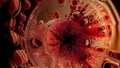 Animation of a damaged and disintegrating cancer cell
