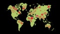 Animation of danger germ and pathogen spreading and killed by medicine map